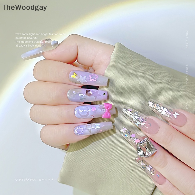 Thewoodgay Nhãn Dán Kim Sa Sáu Hình Dạng Ngọt Ngào Nhiều Màu Sắc Trang Trí Móng Tay Nghệ Thuật Cho Nữ