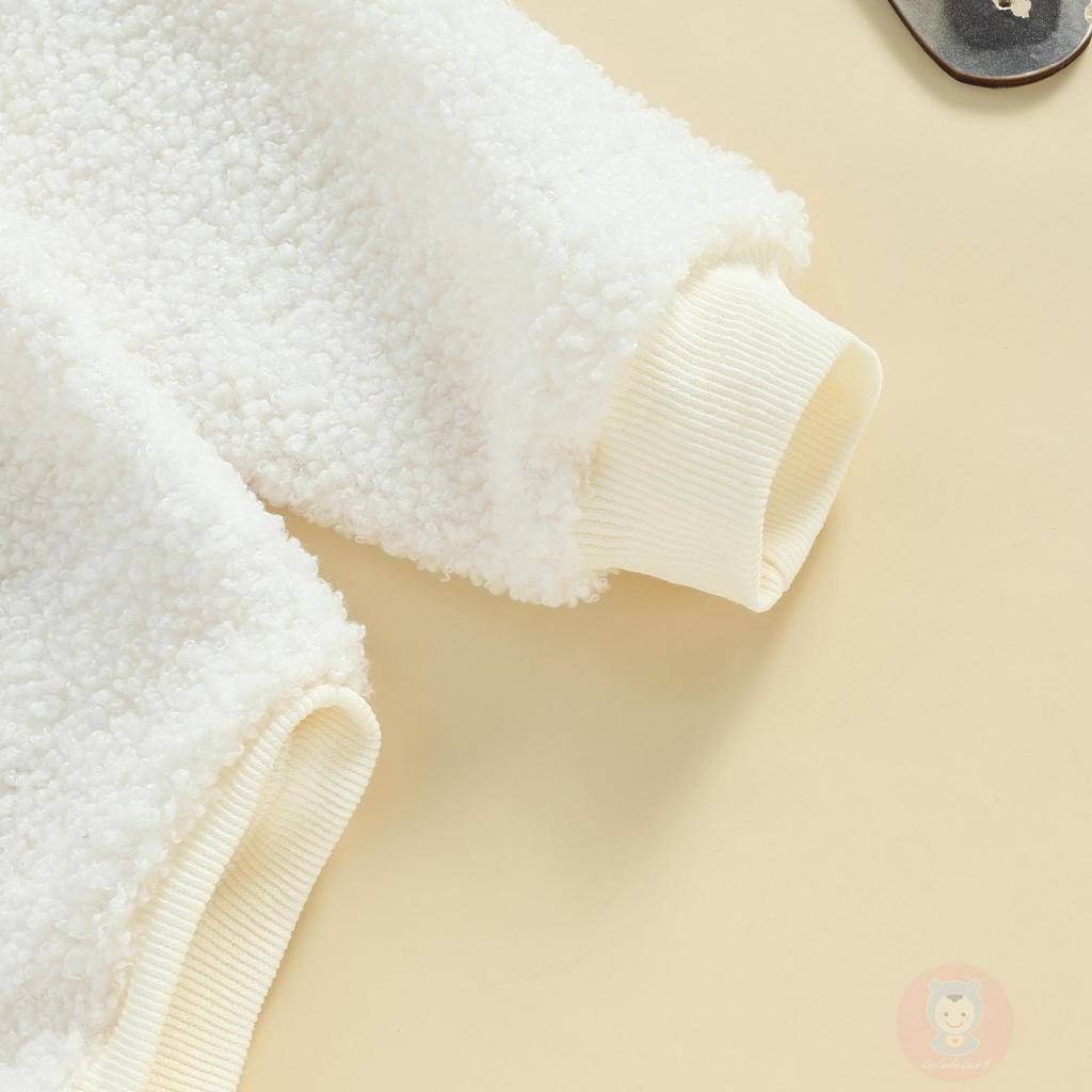Áo Liền Quần Tay Dài Cổ Tròn Thêu Hình Tuần Lộc laa6-baby fleece