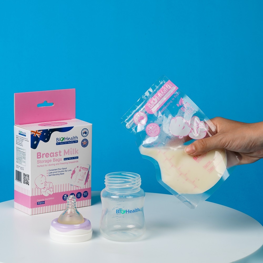 Hộp 30 túi trữ sữa Biohealth Úc - 150ml/250ml - Nhựa an toàn cho bé