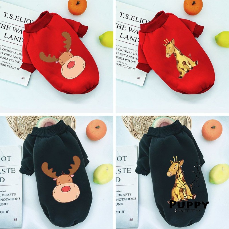 Áo sweater Vải Nhung Hình Hươu Cao Cổ Thời Trang Thu Đông Cho Thú Cưng