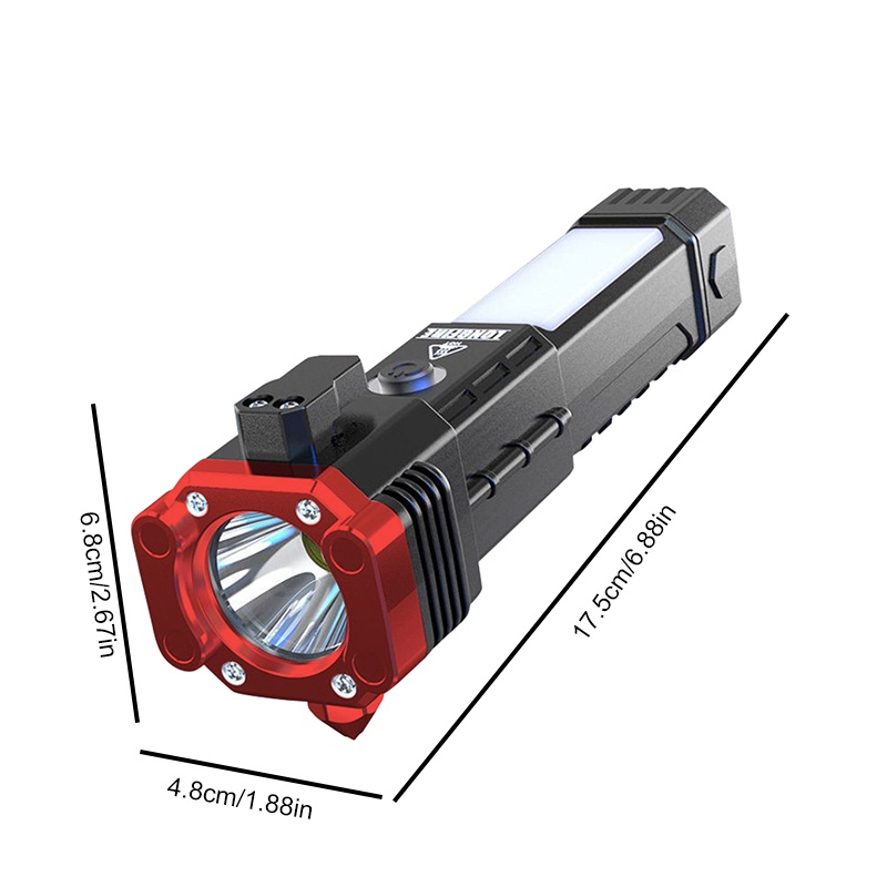 Đèn pin siêu sáng - Búa đèn pin Led 4 Trong 1 đa chức năng búa thoát hiểm khẩn cấp, chống nước siêu bền - YKD