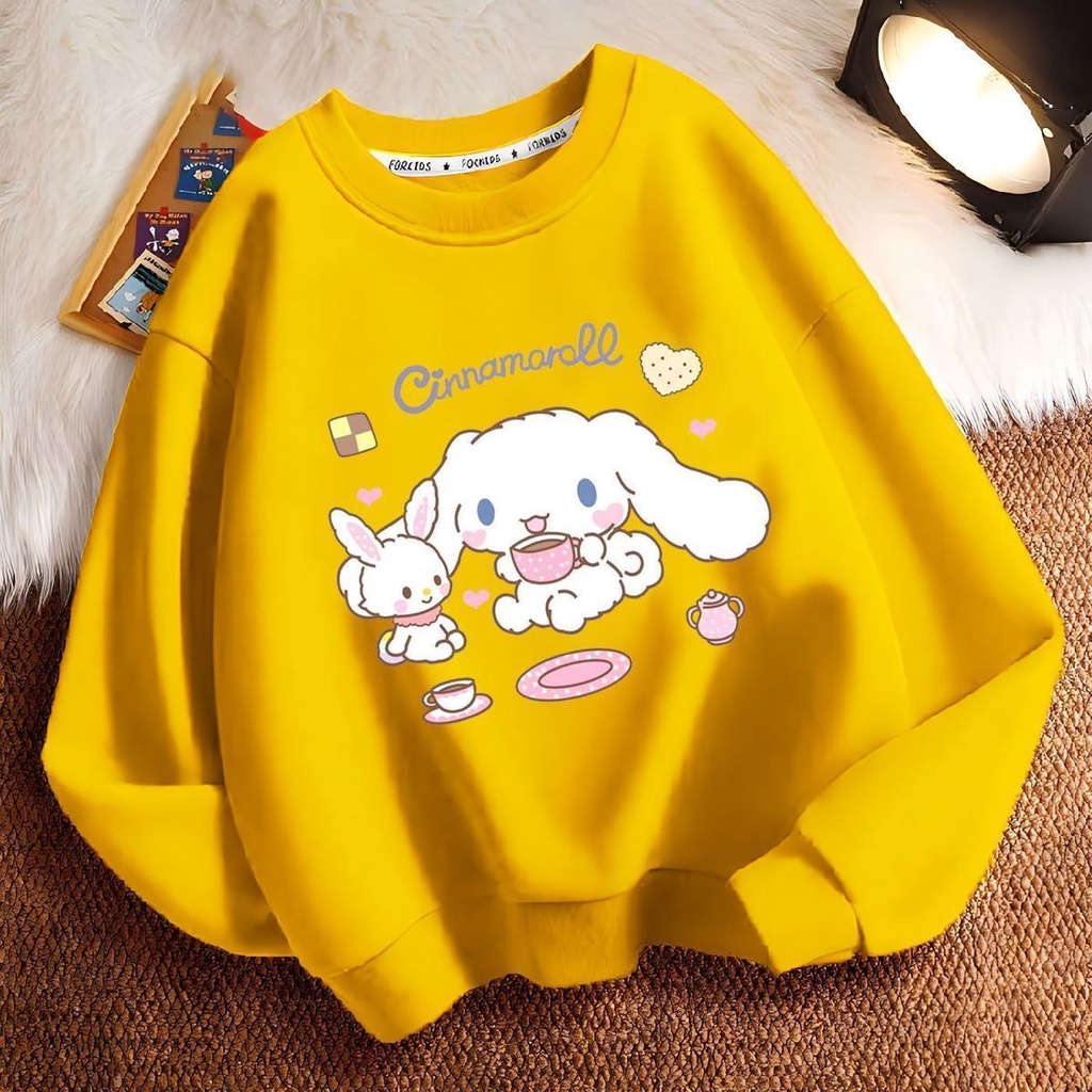 Áo Sweater Cổ Tròn Tay Dài In Hoạt Hình cinnamoroll Dễ Thương Thời Trang Mùa Thu Cho Bé Gái