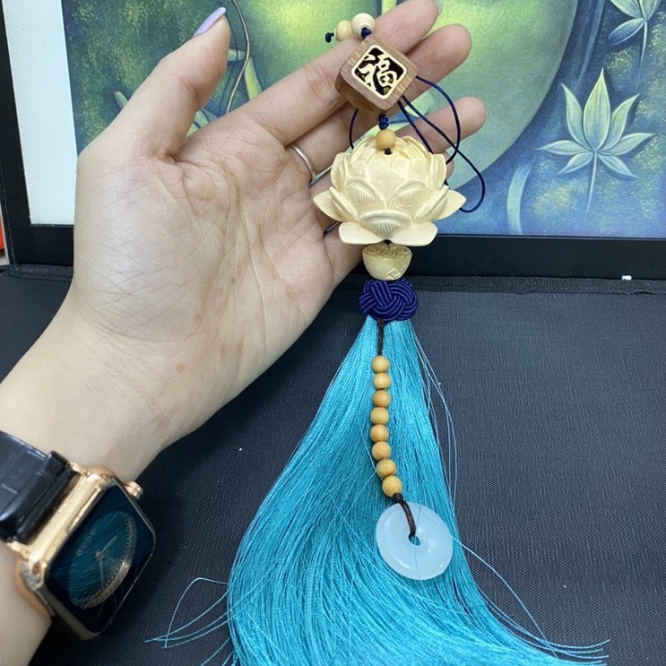 Liên hoa treo gương chiếu hậu, khánh đài sen treo xe .