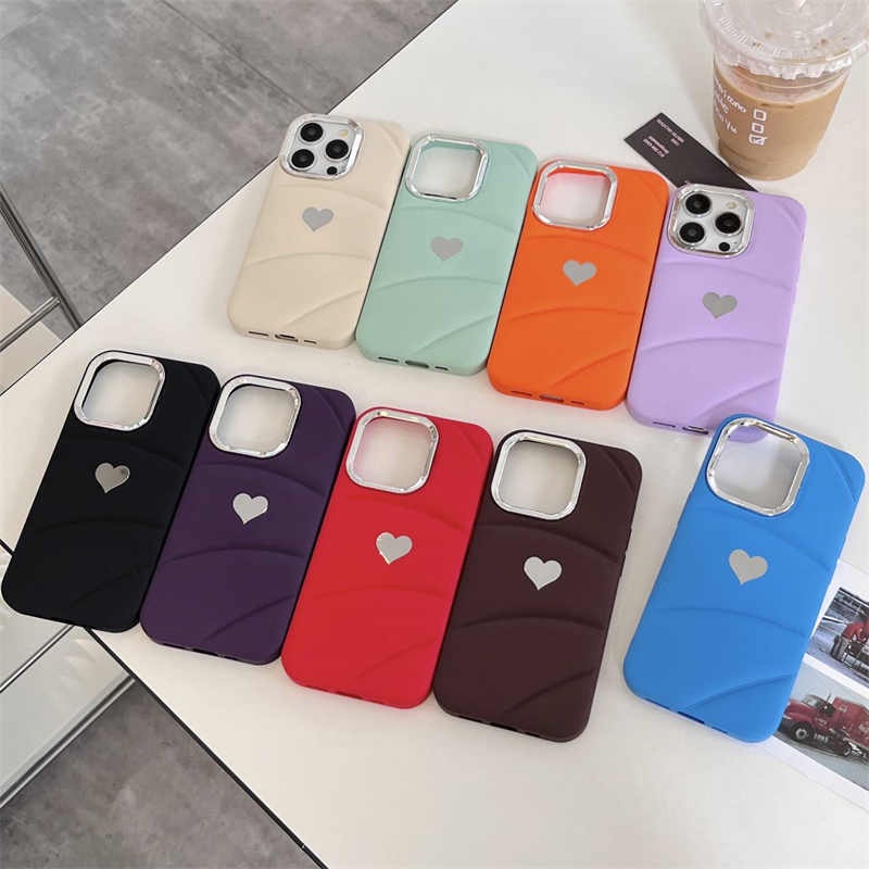 Ôp Điện Thoại Silicon Dẻo Trái Tim Mạ logo Sang Trọng Cho iphone 15 pro max 15 plus iphone 11 12 13 14 pro max x xr xs max 7 8 plus se3 Ốp