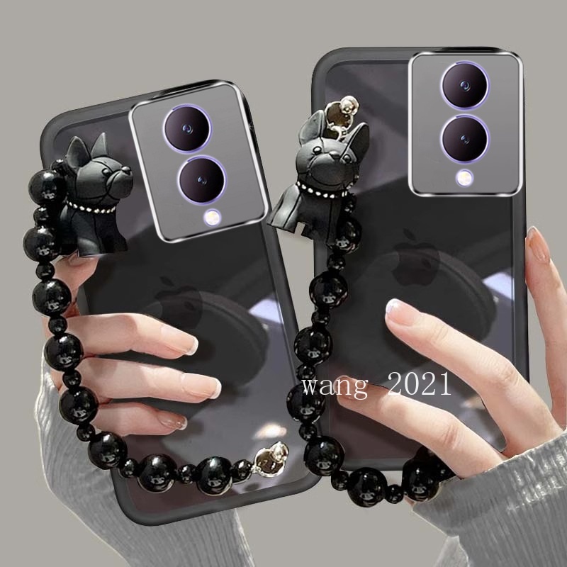 Ốp Điện Thoại Dẻo Trong Suốt Màu Trơn Kèm Vòng Đeo Tay & Búp Bê Dễ Thương Cho vivo y17s 5g 2023 vivoy17s