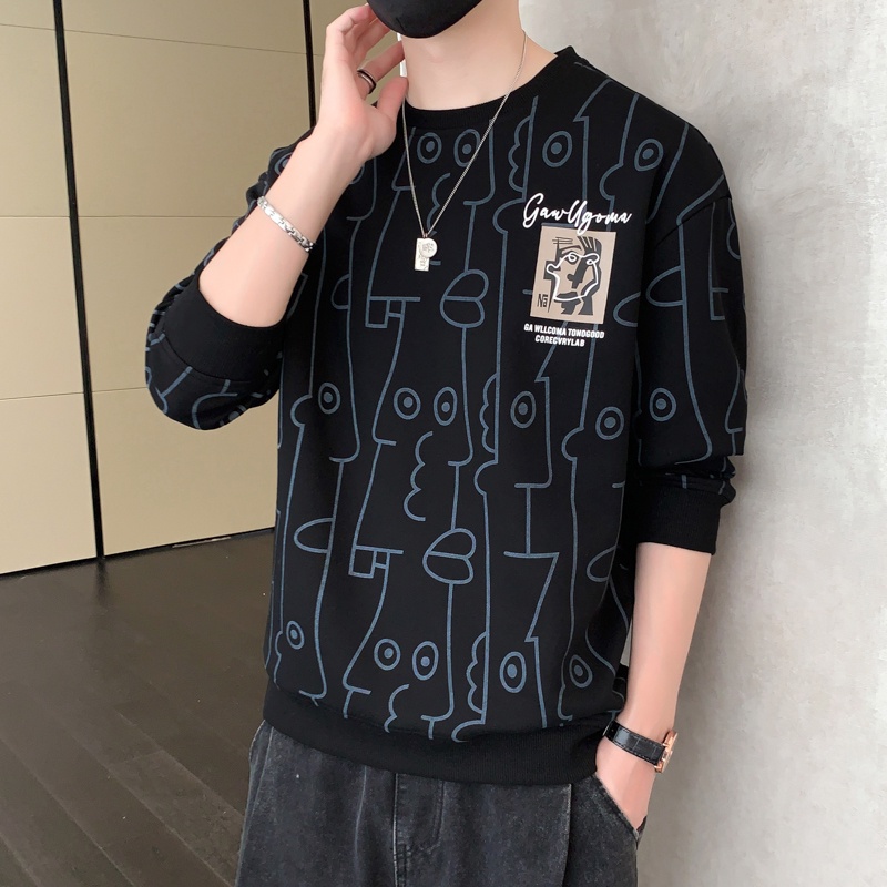 Áo Thun Tay Dài Cổ Tròn In Chữ Thời Trang Dành Cho Nam