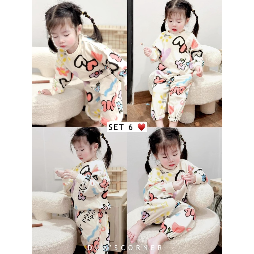 ✨MALINHKID✨BN069-Bộ nỉ bé gai VNXK nhiều màu
