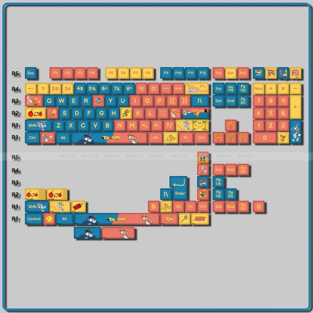 Tom và Jerry Keycaps MDA Profile Anime PBT Dye Sub Bàn Phím Cơ Keycap