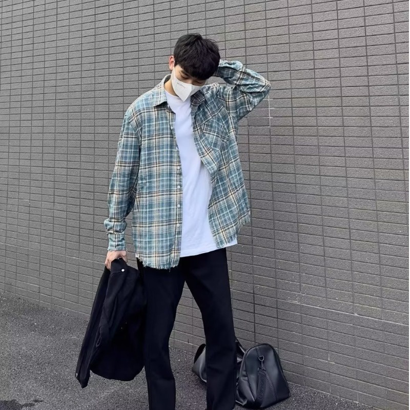 Áo Sơ Mi Nam Dài Tay Sọc Caro Cổ Điển Thời Trang