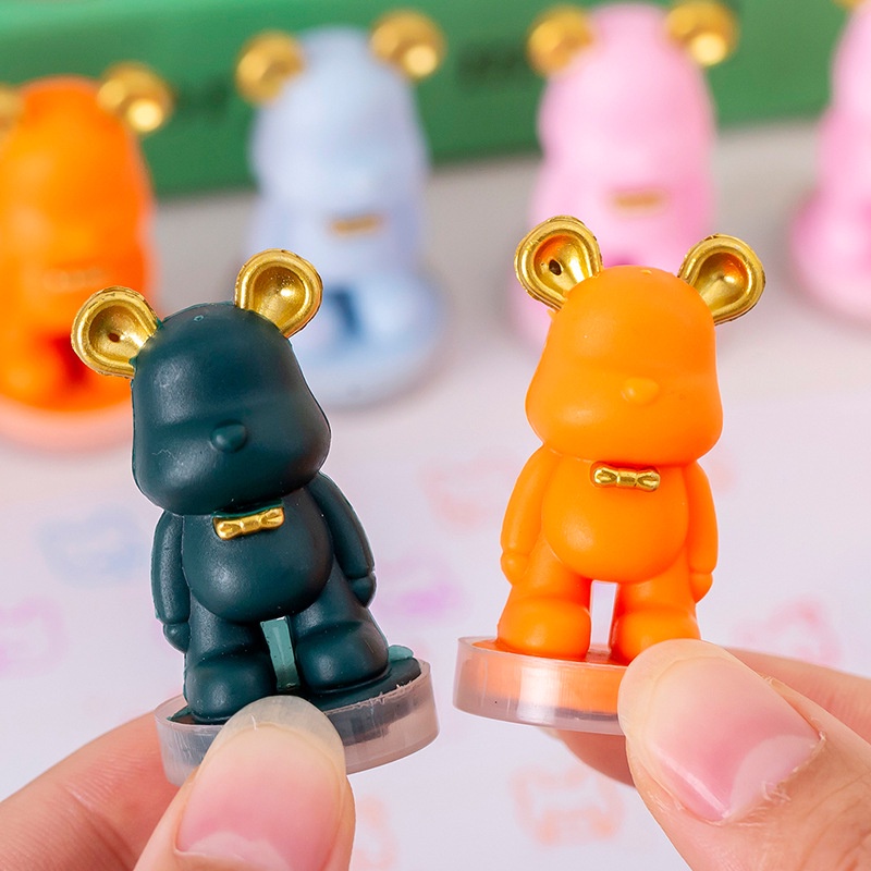 Hoạt Hình Gấu Hình Con Dấu Dễ Thương Trẻ Em Xếp Hình Con Dấu Nhựa Hình Gấu Ngộ nạn Tem Dấu DIY Mini Giải Mẫu Giáo Giải Quà Tặng Truing1