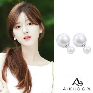 Khuyên tai AHELLOGIRL ngọc trai phong cách Hàn Quốc đơn giản cho nữ