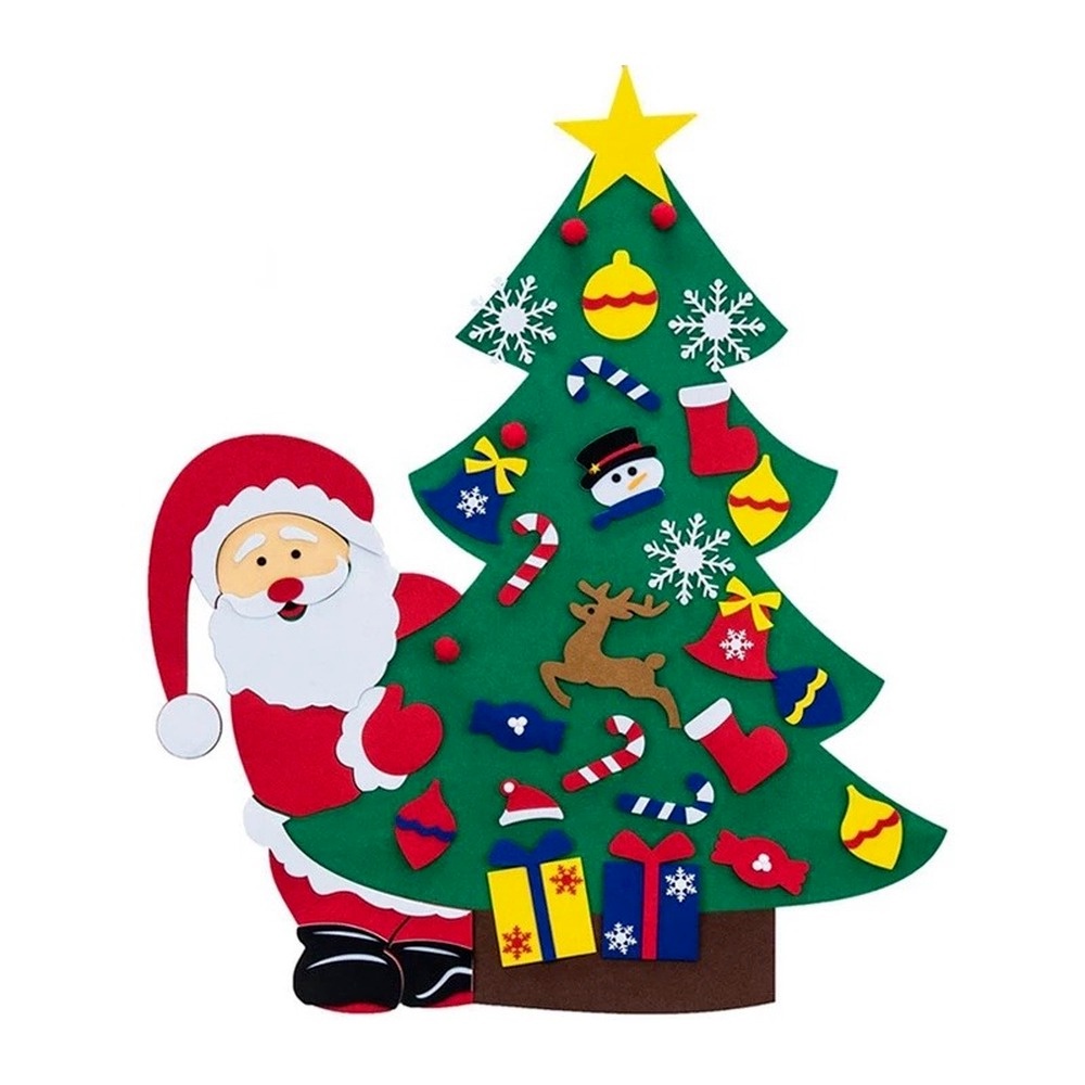 KIDS DIY FELT CHRISTMAS TREE WITH ORNAMENTS CHILDREN NEW YEAR GIFTS FOR CHRISTMAS DOOR WALL HANGING DECORA