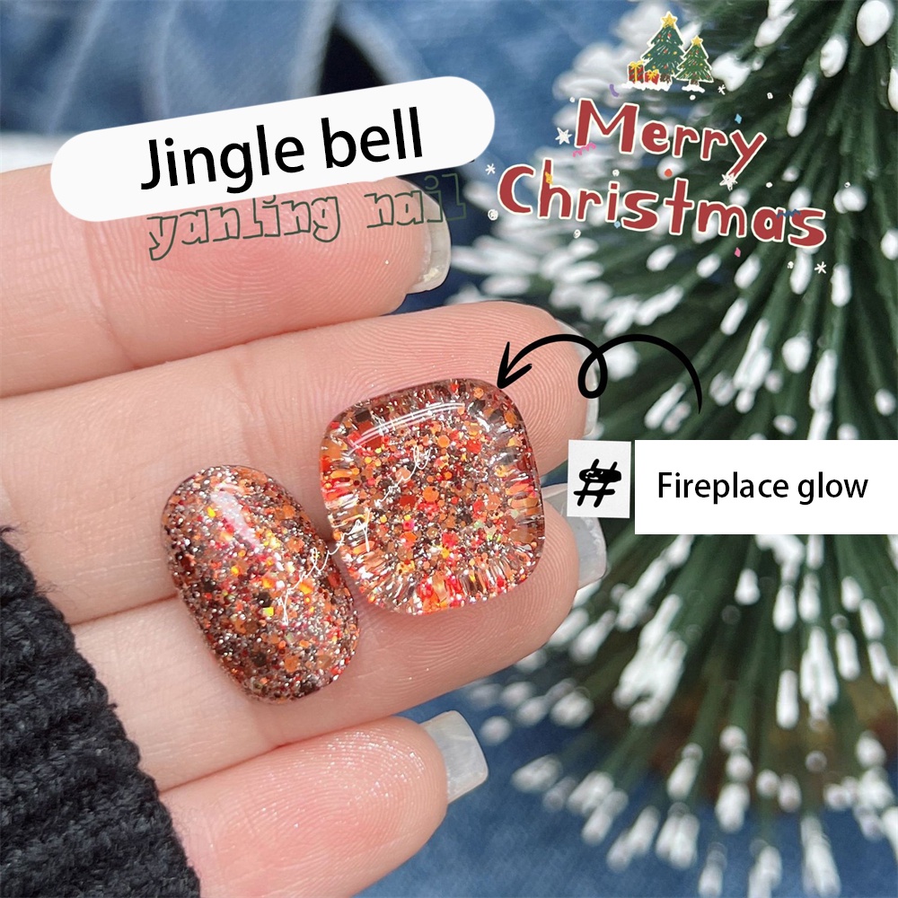 CYREAL Jingle Bells Series Edelweiss Ngày Lễ Giáng Sinh Làm Móng Xanh Lấp Lánh Sequin Sơn Móng Tay Keo Dán Móng Tay Móng Tay Nghệ Thuật