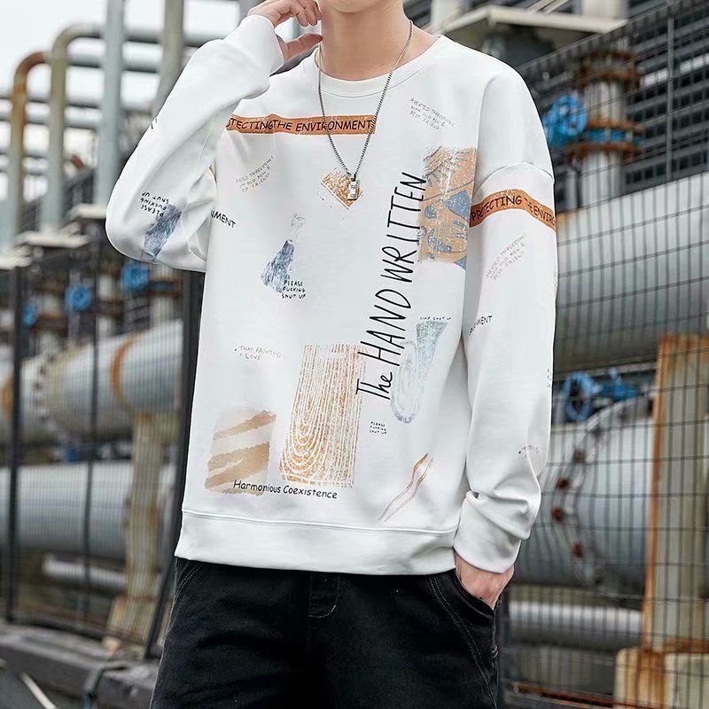 Áo Nỉ Dài Tay Cổ Tròn Phong Cách Hàn Quốc Thời Trang Mùa Thu Mới Cho Nam