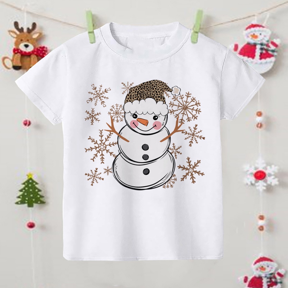 Áo Thun Tay Ngắn In Hình Ông Già Noel Dễ Thương Cho Bé Gái