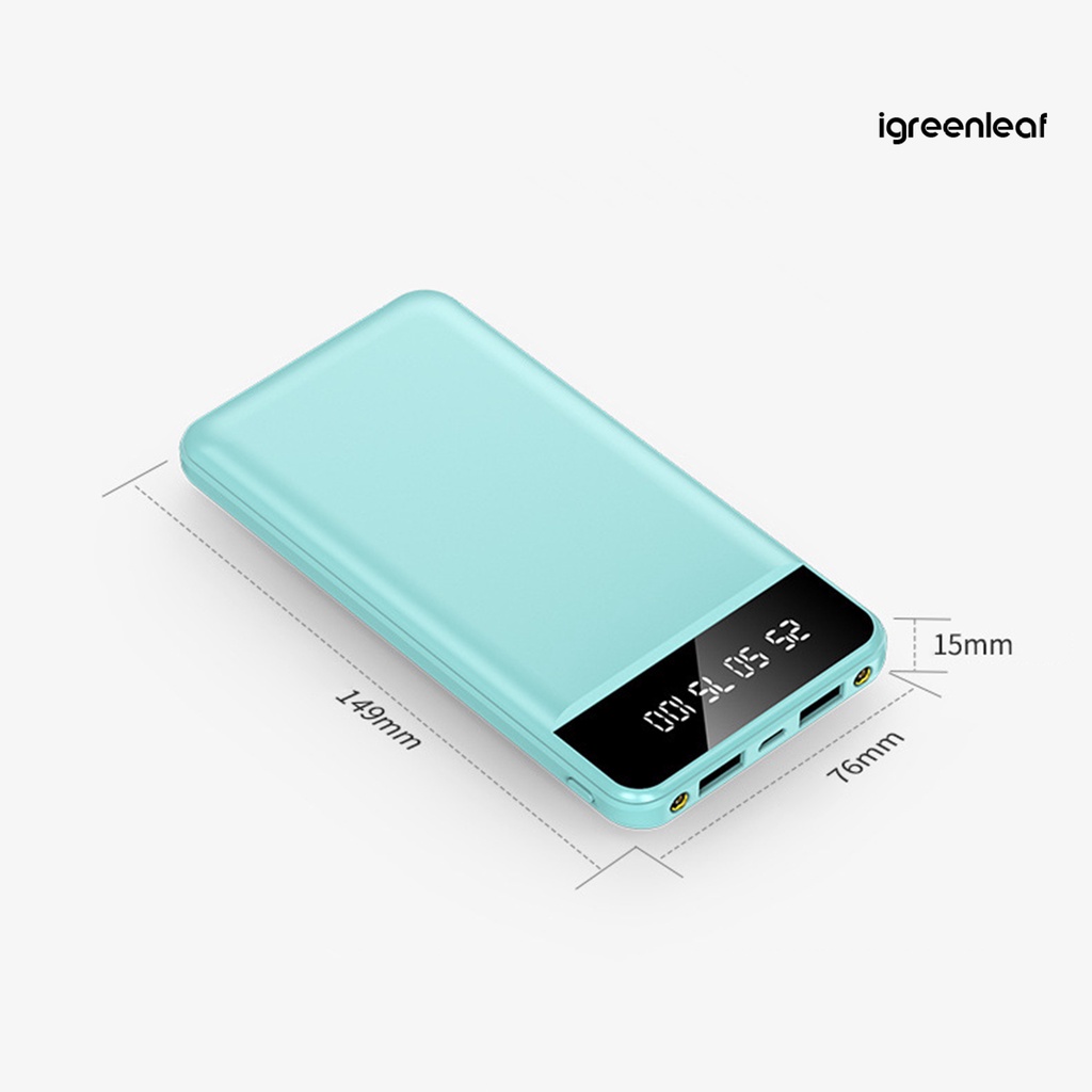 Igreenleafdzrx Pin Sạc Dự Phòng Hai Cổng usb abs 20000mah Có Đèn led Siêu Mỏng