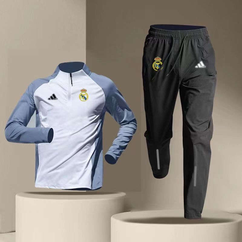 Set Đồ Thể Thao Dài Tay Có Khóa Kéo In Số 24 royal madrid Mau Khô Thời Trang Cho Nam