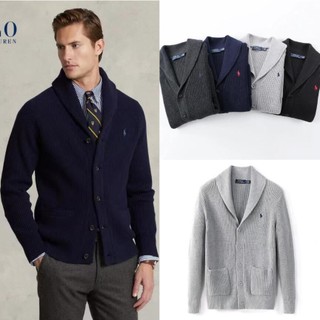 Áo khoác mùa thu đông Ralph Lauren ve áo POLO cardigan áo len dày dài tay áo khoác nam