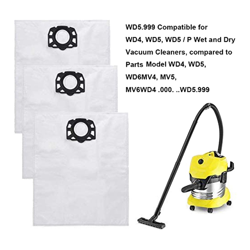 Set 12 Túi Đựng Máy Hút Bụi + 1 Tấm Lọc Phẳng Đa Năng Cho karcher wd4 wd5 Và wd6