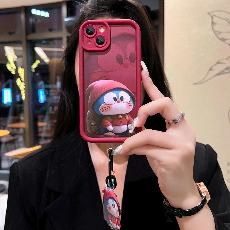 Ôp Điện Thoại Silicon Dẻo Kèm Móc Khóa Hình Doremon Dễ Thương Cho iphone 7 8 plus 11 12 13 14 15 pro max x xr xs max Ốp