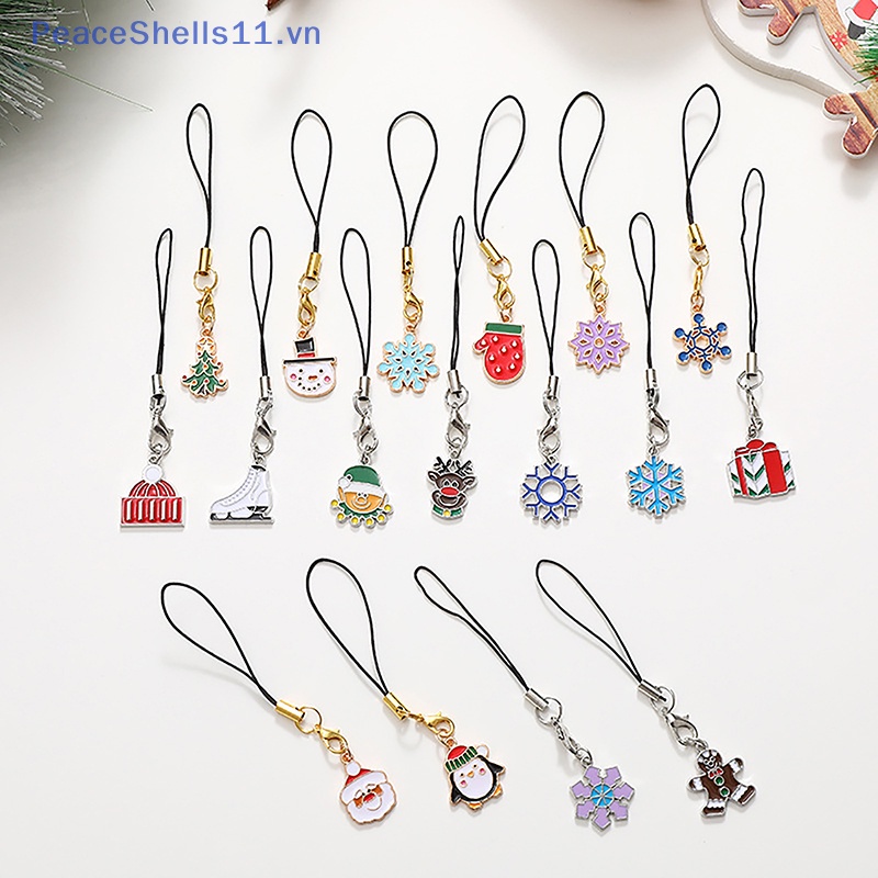 Peaceshells Dây Đeo Điện Thoại mini Hình Ông Già Noel Hoạt Hình Bằng Kim Loại Chống Thất Lạc