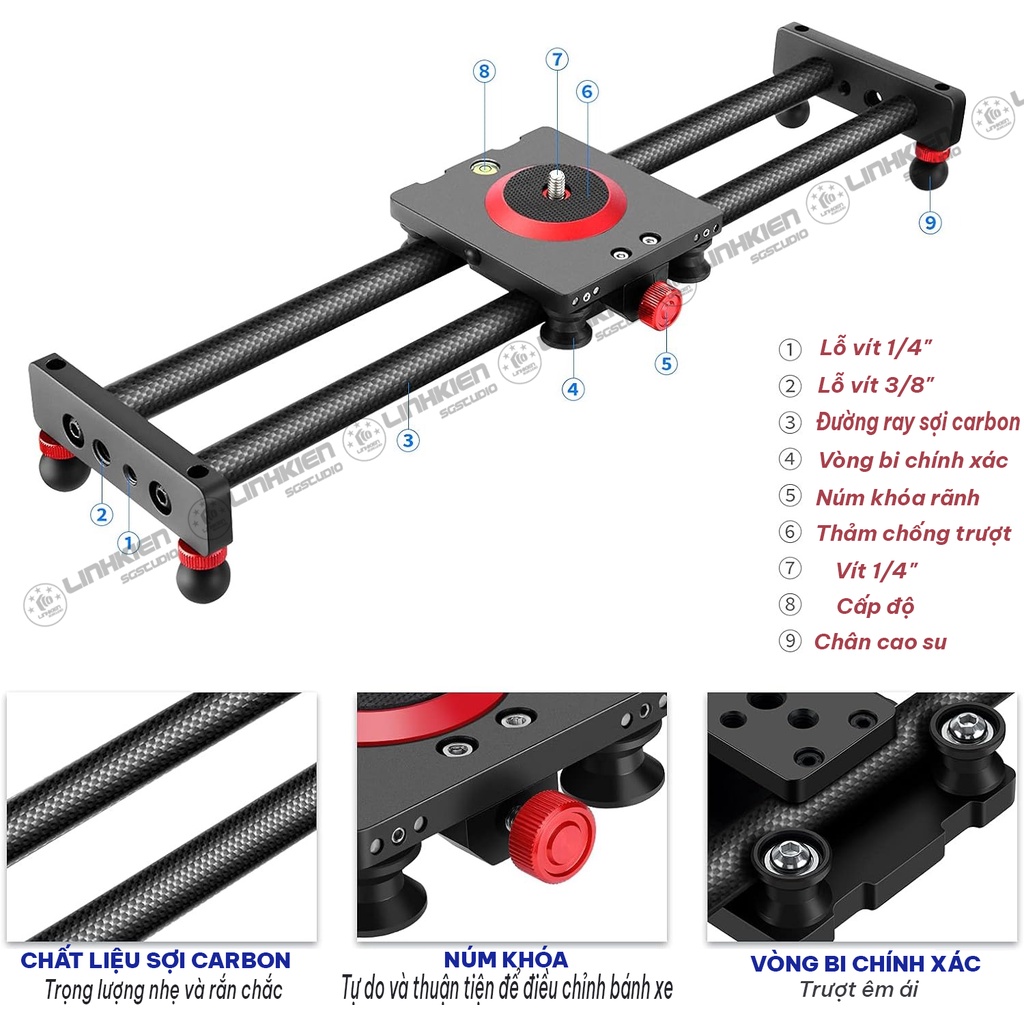 Thanh Trượt Quay Phim Dolly Slider Carbon Fiber 50cm Cho Máy Ảnh Camera  Quay Phim Chuyển Động Ổn Định Chuyên Nghiệp