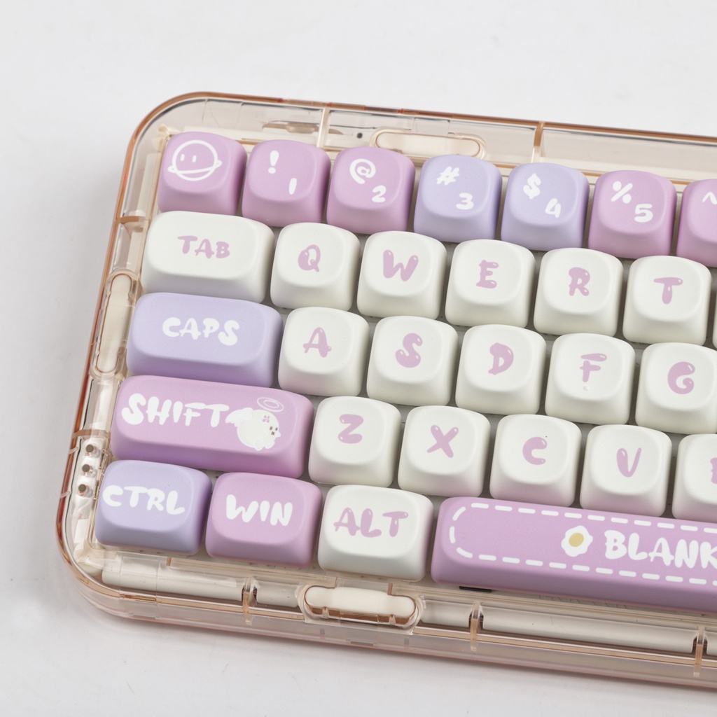 Bun keycaps moa profile Bộ Bàn Phím Cơ Màu Hồng Hoạt Hình pbt Nhuộm Hồng