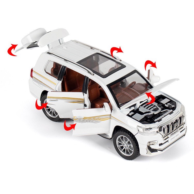 Xe mô hình ô tô Toyota Land Cruiser PRADO Kim loại  chạy cót, Xe oto đồ chơi