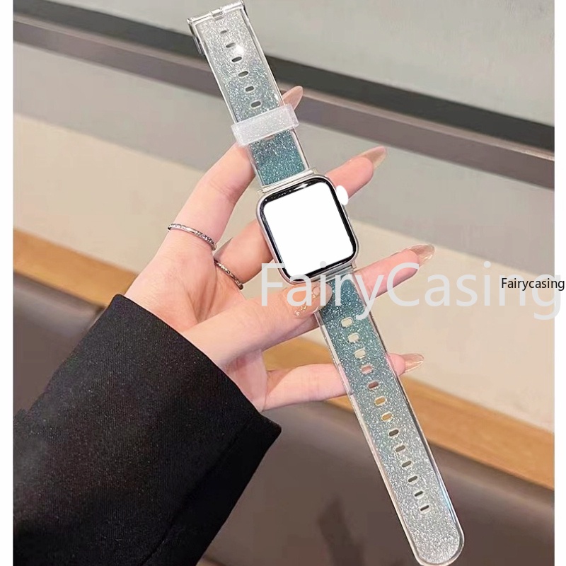 Mềm Dây Đeo Đồng Hồ Bằng silicone Lấp Lánh Cho apple watch ultra2 49mm 44mm 45mm 42mm 41mm 42mm 38mm iwatch serise 9 8 7 6 5 se 4 3