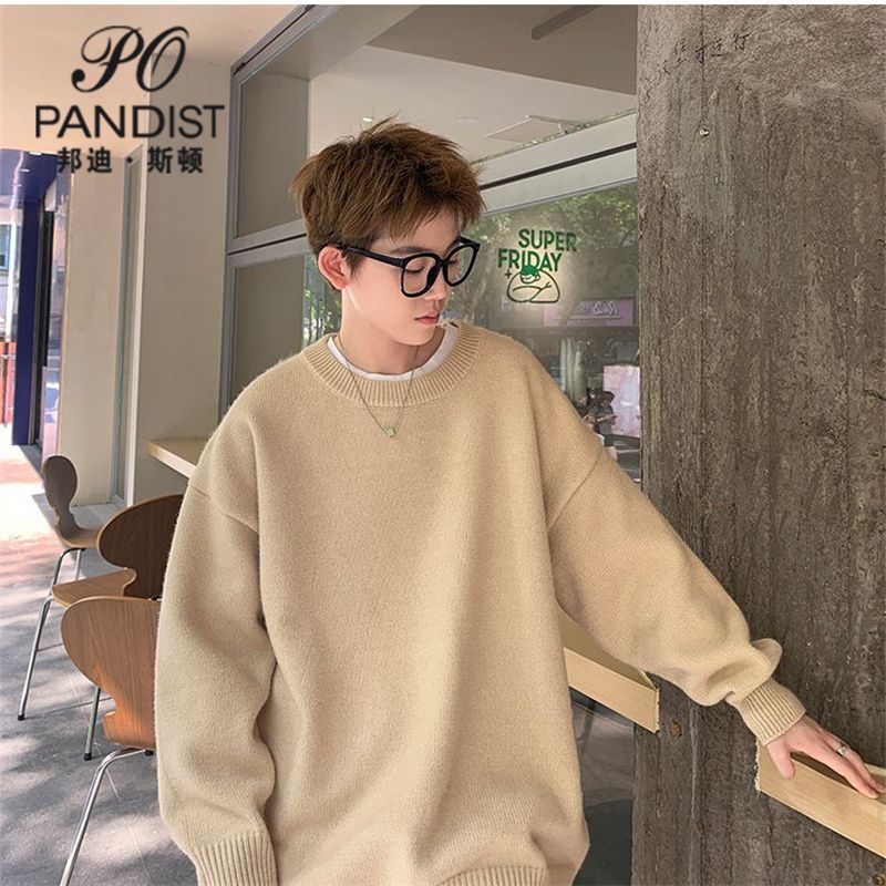 Bangdiston Áo sweater Màu Trơn Phong Cách hong kong Thời Trang Mùa Đông Cho Nam