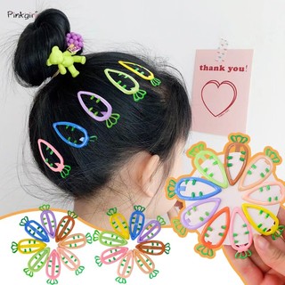 Kẹp tóc kim loại hình củ cà rốt nhiều màu dễ thương cho bé gái