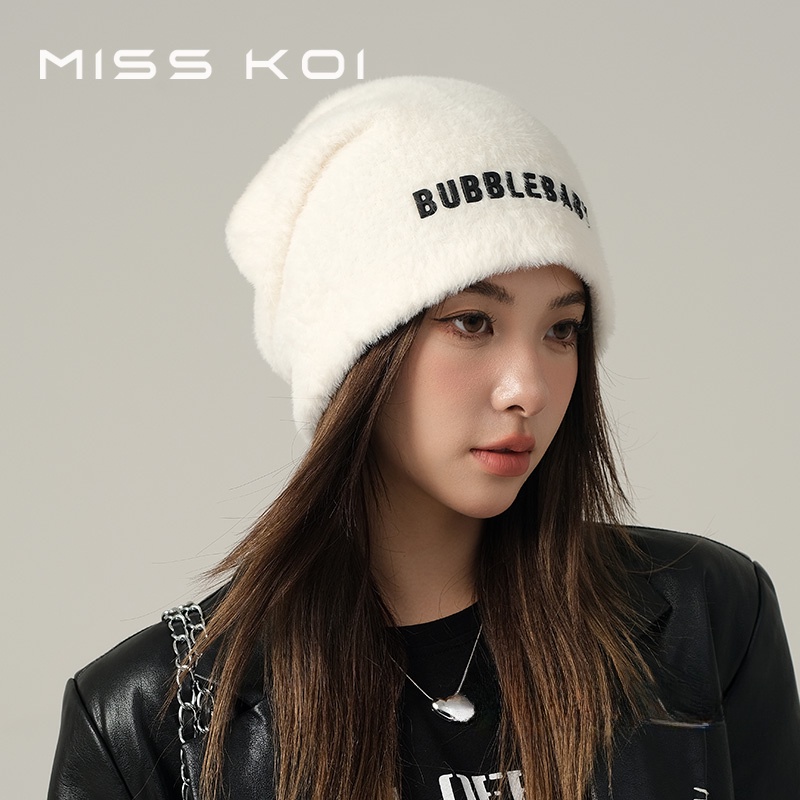 Misskoi  Mũ Trùm Đầu Bằng Vải Lông Giữ Ấm Mùa Thu Đông Phiên Bản Hàn Quốc