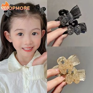 Kẹp Tóc Hình Nơ Vải Lưới Đính Đá Lấp Lánh Phong Cách vintage