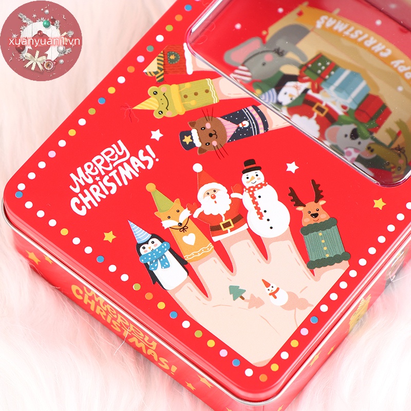 1 Hộp Thiếc mini Đựng Kẹo / Trang Sức / Bánh Quy Phong Cách Giáng Sinh