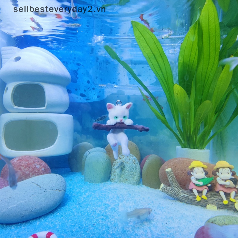 Dây Treo Trang Trí Bể Cá Hình Mèo Hoạt Hình Bằng Nhựa resin Sáng Tạo