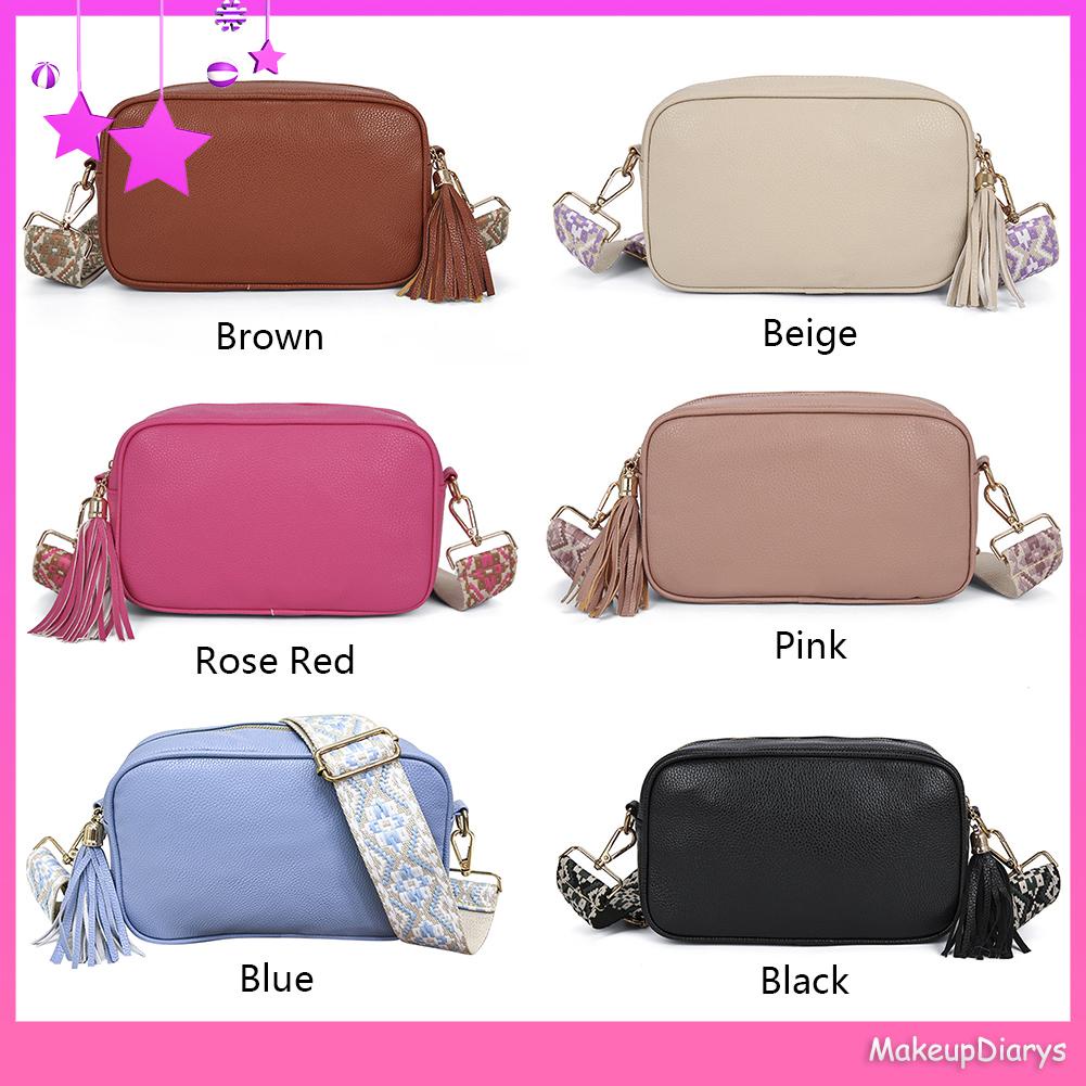 ★ Đồ Trang Điểm Trang Điểm ★ Túi Xách Đeo Chéo Màu Trơn Phối Tua Rua Thời Trang 2023 Sang Trọng Cho Nữ