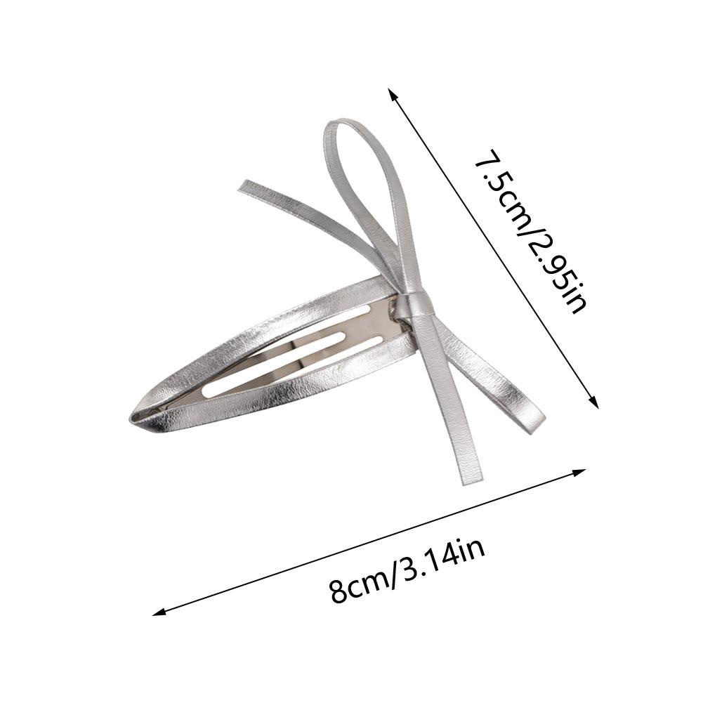 Kẹp Tóc Mỏ Vịt Bằng Da pu Màu Bạc Phong Cách Hàn Quốc i6h3