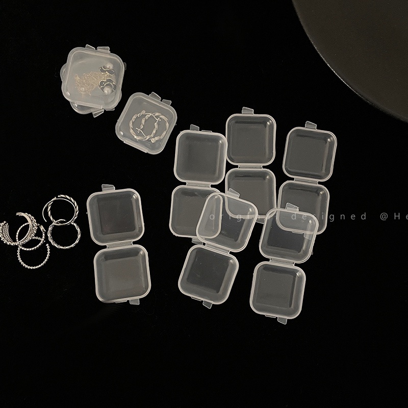 Hộp đựng trang sức mini, hộp nhựa trong suốt có nắp đựng đồ nữ trang, hộp đựng thuốc nhỏ gọn