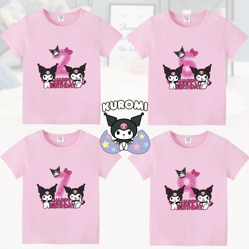 SANRIO Áo Thun Tay Ngắn In Hình kuromi Số 1-9 Dễ Thương Cho Bé Gái