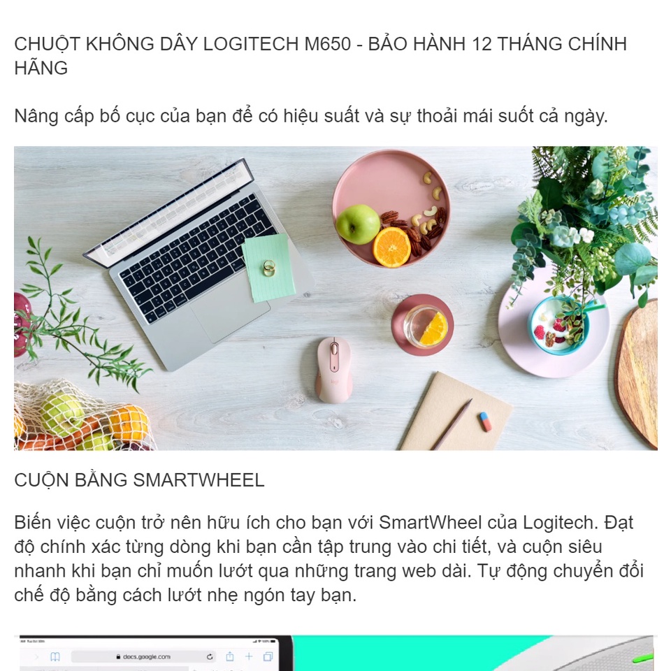 Chuột không dây Logitech M650 Signature - hàng chính hãng