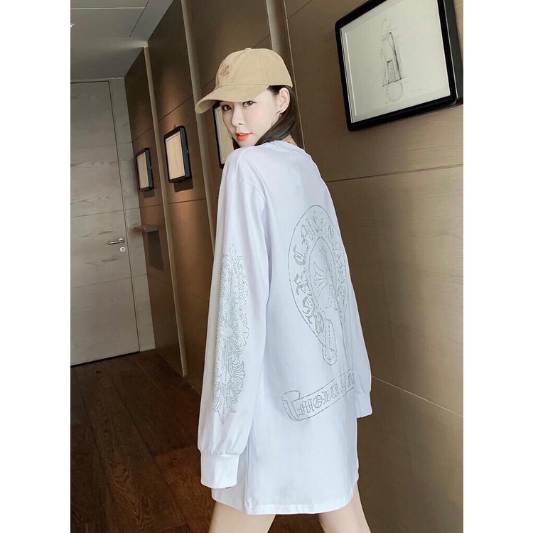 Chrome hearts Áo sweatshirt Dáng Rộng In Hình Thánh Giá Ngựa Nhiệt Độ Cao Thời Trang Xuân Thu Giản Dị Dành Cho Bạn Nữ