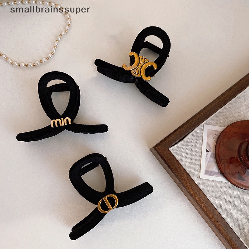Smallbrainssuper Kẹp Tóc Hình Cá Mập Đen Bằng Nhung Thời Trang Thu Đông Cho Nữ sbs