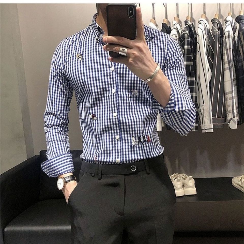 Áo Sơ Mi Caro Tay Dài Thời Trang Cho Nam