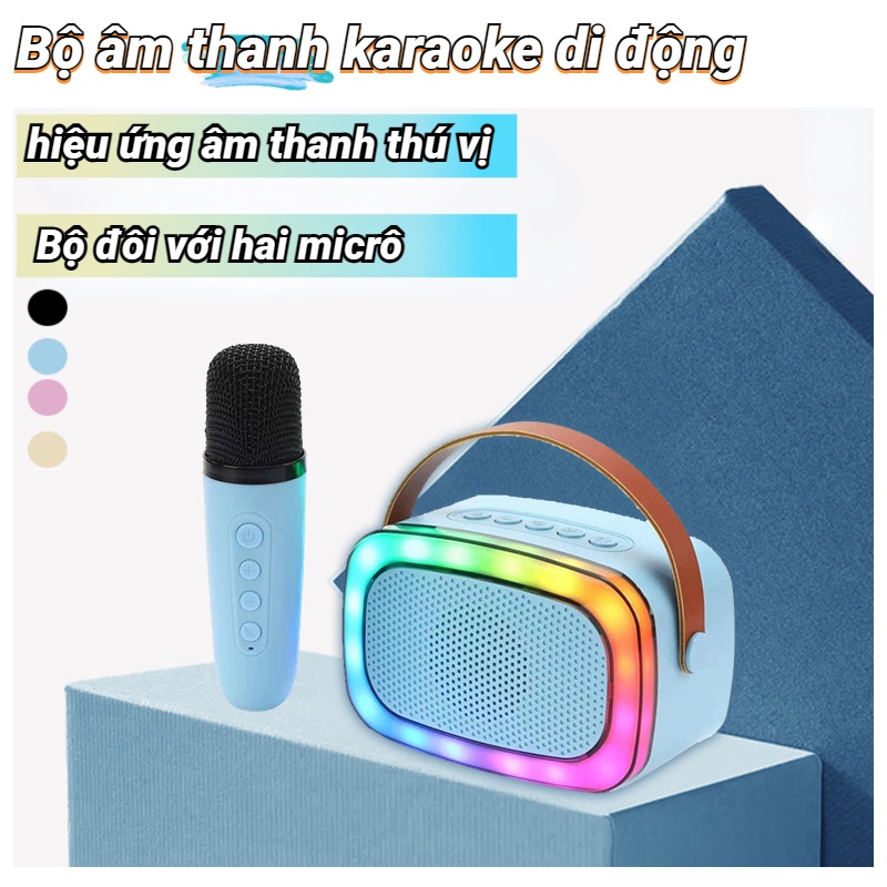 Mới Dễ Thương Bluetooth Karaoke Micro Loa Nhà KTV Tay Cầm Loa Có Đèn Khí Quyển Thích Hợp Cho Các Hoạt Động Ngoài Trời