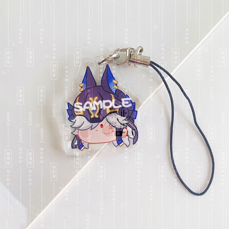 Dây treo điện thoại GENSHIN IMPACT FACE CHIBI game mica acrylic dây móc khóa ayato childe raiden yae miko cyno nilou