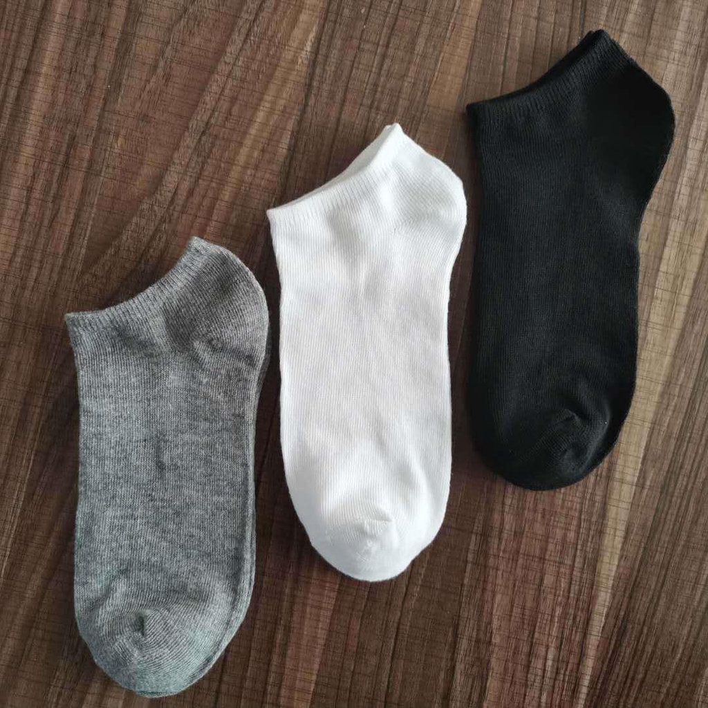 Vớ Thuyền 100% cotton Nhẹ Thấm Hút Mồ Hôi Thoáng Khí Khử Mùi Hôi Màu Trắng Đen Xám Dành Cho Nam Nữ