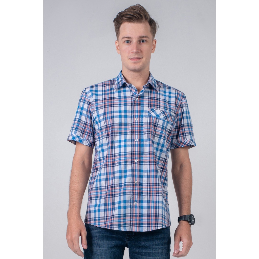 Áo sơ mi có túi họa tiết caro , thời thượng, lịch lãm, chỉn chu John Henry - WS21SS40C-SCUS