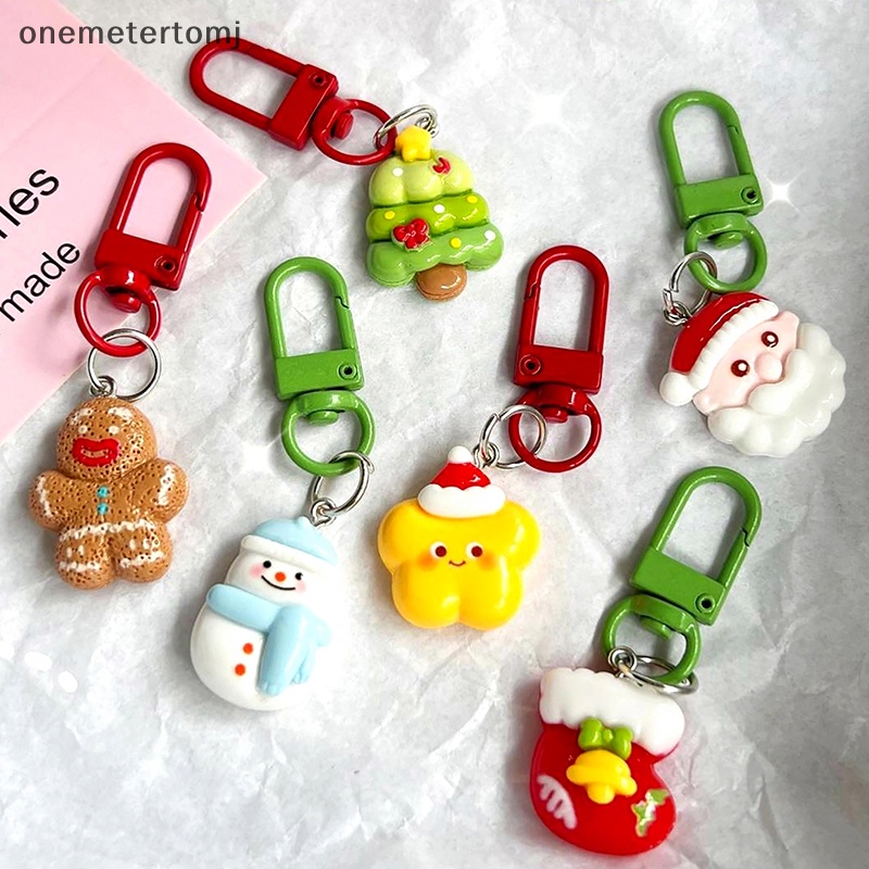 Onemetertomj Móc Chìa Khóa Hình Búp Bê Gừng / Ông Già Noel / Cây Thông / Vớ Trang Trí Túi Xách