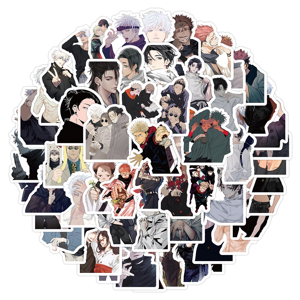 100 Miếng Dán anime jujutsu kaisen onepiec demon slayer Trang Trí Mũ Bảo Hiểm