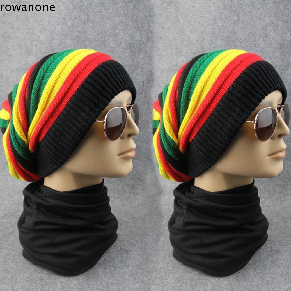 Mũ beret Dệt Kim Dày Dặn Ấm Áp Màu Sắc Cầu Vồng Phong Cách hip hop rowan1